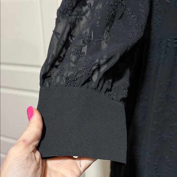 J. Crew Elegant Black Lace Midi Dress long sleeve slip feminine 16 - Picture 4 of 7